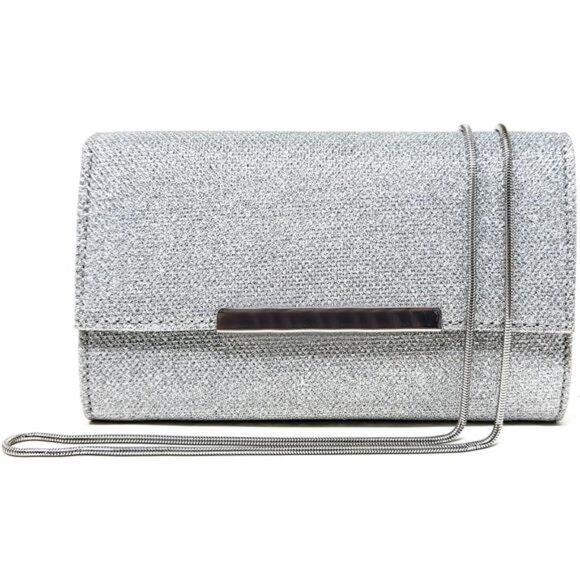 Small Clutch Purses for Women Shiny Silver - Picture 1 of 7